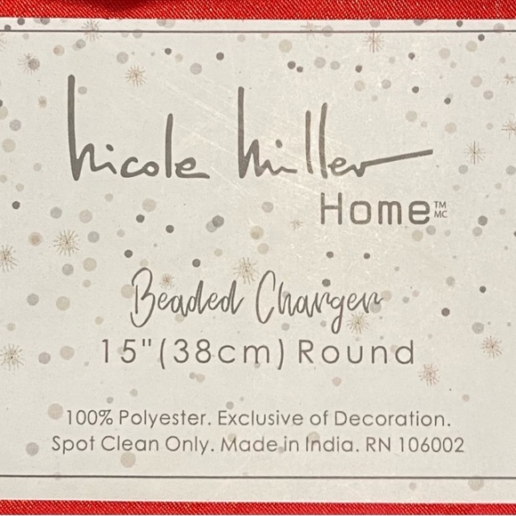 NEW NICOLE MILLER 15" BEADED CHRISTMAS CHARGER PEPPERMINT CANDY CANE - Picture 2 of 2